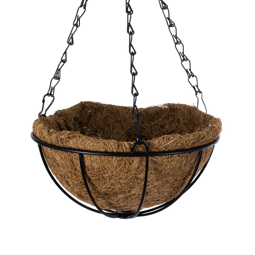 Τεχνητός Κήπος SALAMINA  Κρεμαστό Κασπώ Γλάστρα -  από Φλοιό Καρύδας Καφέ Φ20cm x Υ10cm