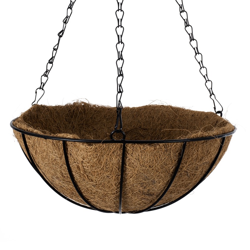 Τεχνητός Κήπος SALAMINA  Κρεμαστό Κασπώ Γλάστρα -  από Φλοιό Καρύδας Καφέ Φ30cm x Υ15cm