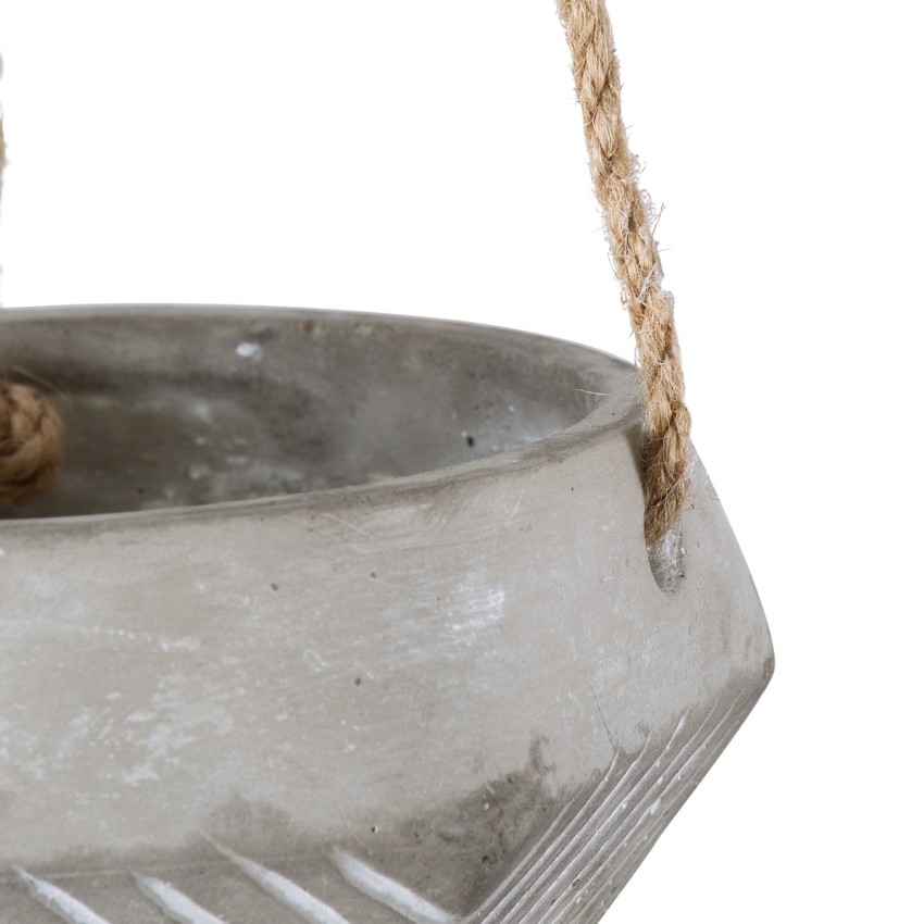 Τεχνητός Κήπος SARAKINIKO  Κρεμαστό Πήλινο Κεραμικό Κασπώ Γλάστρα -  Γκρι Φ10cm x Υ36cm