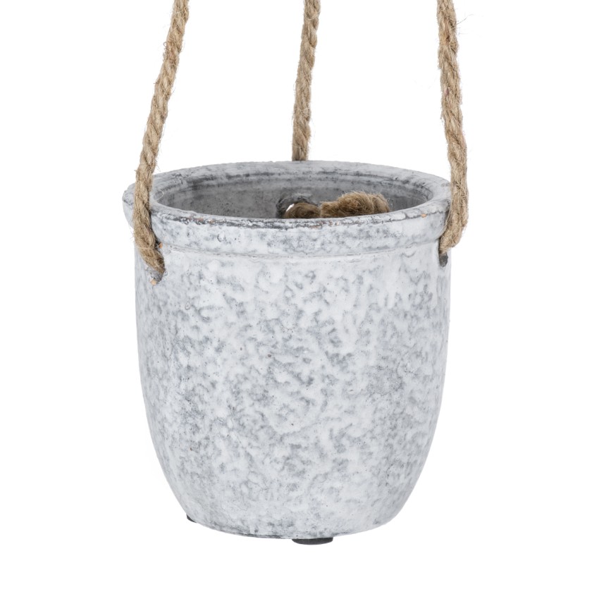 Τεχνητός Κήπος SCORPIOS  Κρεμαστό Πήλινο Κεραμικό Κασπώ Γλάστρα -  Γκρι Φ8.5cm x Υ36cm