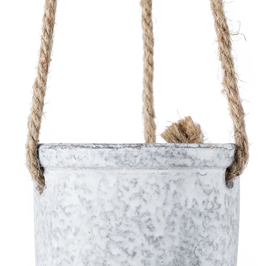 Τεχνητός Κήπος SCORPIOS  Κρεμαστό Πήλινο Κεραμικό Κασπώ Γλάστρα -  Γκρι Φ8.5cm x Υ36cm