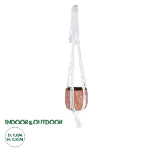 Τεχνητός Κήπος PSERIMOS  Κρεμαστό Πήλινο Κεραμικό Κασπώ Γλάστρα -  Κεραμιδί με Μακραμέ Φ8cm x Υ58cm