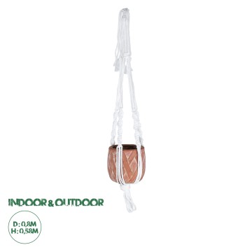 Τεχνητός Κήπος PSERIMOS  Κρεμαστό Πήλινο Κεραμικό Κασπώ Γλάστρα -  Κεραμιδί με Μακραμέ Φ8cm x Υ58cm