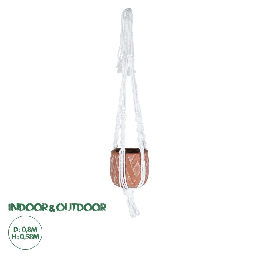 Τεχνητός Κήπος PSERIMOS  Κρεμαστό Πήλινο Κεραμικό Κασπώ Γλάστρα -  Κεραμιδί με Μακραμέ Φ8cm x Υ58cm