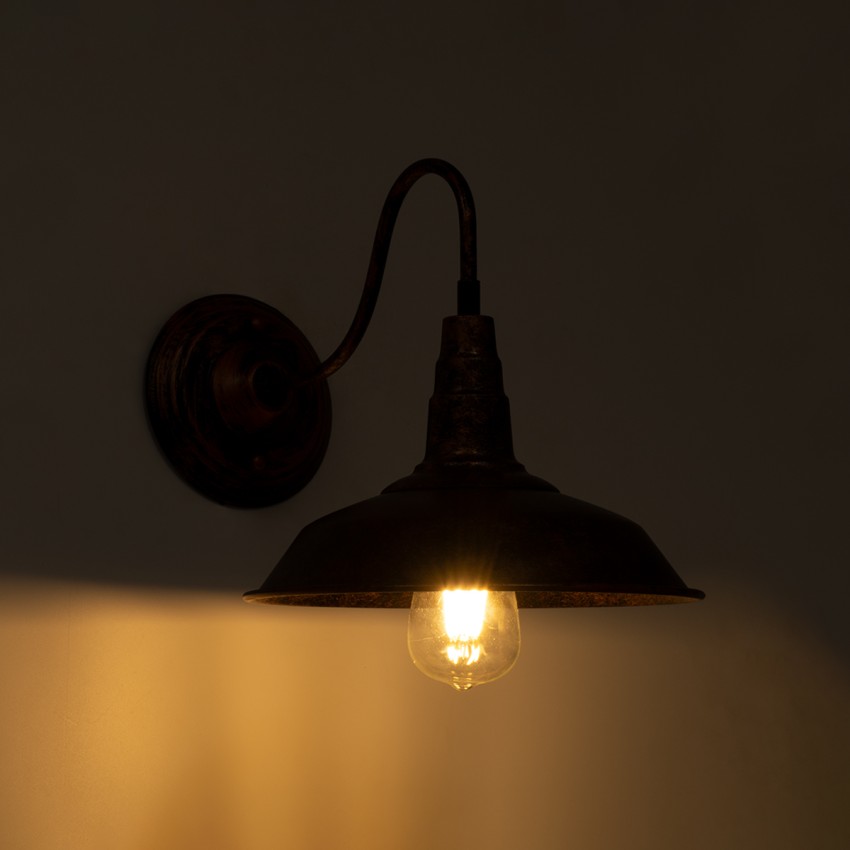 GLOBOSTAR® RAY  Vintage Φωτιστικό Τοίχου - Απλίκα με Ντουί 1 x E27 AC 220-240V IP20 - Χάλκινο Εφέ Σκουριάς - Μ26 x Π37 x Υ32cm