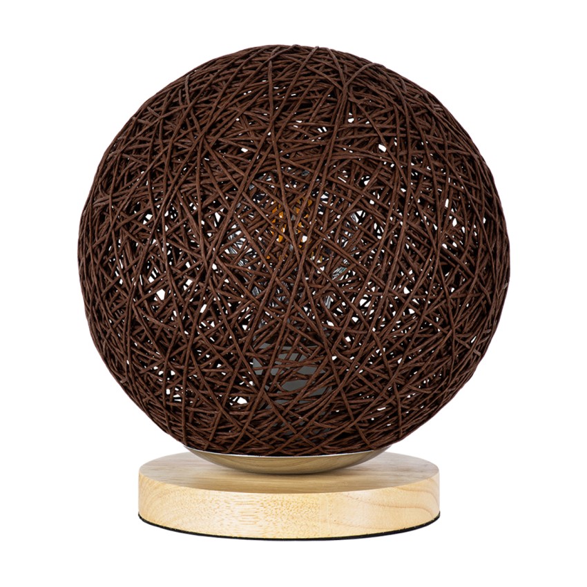 GLOBOSTAR® OCEANA  Boho Επιτραπέζιο Φωτιστικό Πορτατίφ με Ντουί 1 x E27 AC 220-240V IP20 - Καφέ & Μπεζ - M20 x Π20 x Υ22cm