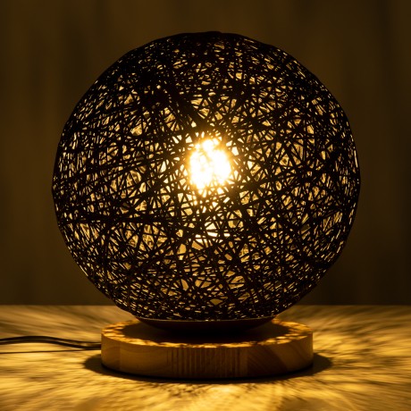 GLOBOSTAR® OCEANA  Boho Επιτραπέζιο Φωτιστικό Πορτατίφ με Ντουί 1 x E27 AC 220-240V IP20 - Μαύρο & Μπεζ - M20 x Π20 x Υ22cm