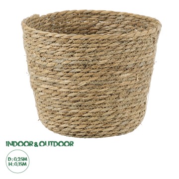 Τεχνητός Κήπος SIFNOS  Διακοσμητικό Πλεκτό Καλάθι - Κασπώ Γλάστρα -  Μπεζ Φ25cm x Υ15cm