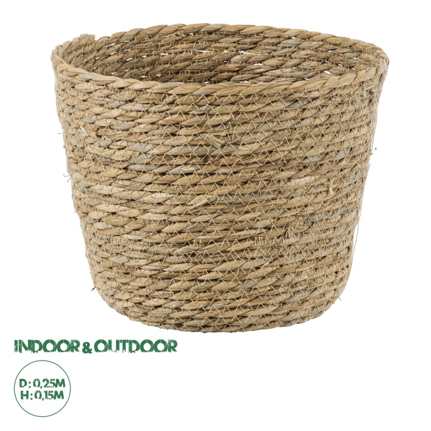 Τεχνητός Κήπος SIFNOS  Διακοσμητικό Πλεκτό Καλάθι - Κασπώ Γλάστρα -  Μπεζ Φ25cm x Υ15cm