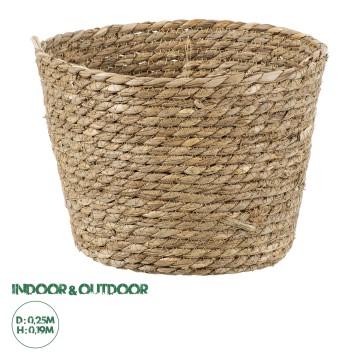 Τεχνητός Κήπος PATMOS  Διακοσμητικό Πλεκτό Καλάθι - Κασπώ Γλάστρα -  Μπεζ Φ25cm x Υ19cm