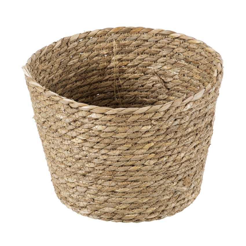 Τεχνητός Κήπος PATMOS  Διακοσμητικό Πλεκτό Καλάθι - Κασπώ Γλάστρα -  Μπεζ Φ25cm x Υ19cm