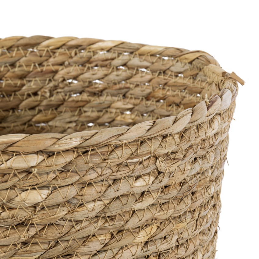 Τεχνητός Κήπος PATMOS  Διακοσμητικό Πλεκτό Καλάθι - Κασπώ Γλάστρα -  Μπεζ Φ25cm x Υ19cm