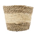 Τεχνητός Κήπος KYTHIRA  Διακοσμητικό Πλεκτό Καλάθι - Κασπώ Γλάστρα -  Μπεζ με Λευκό Φ18cm x Υ15cm