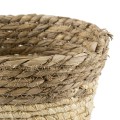 Τεχνητός Κήπος KYTHIRA  Διακοσμητικό Πλεκτό Καλάθι - Κασπώ Γλάστρα -  Μπεζ με Λευκό Φ18cm x Υ15cm