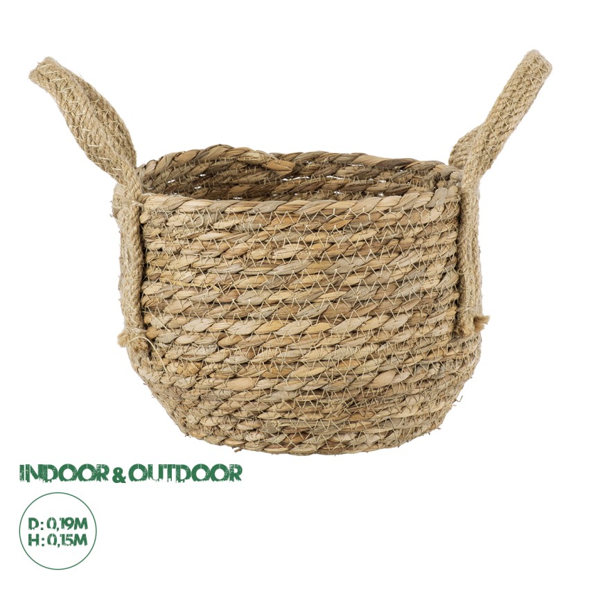 Τεχνητός Κήπος PAROS  Διακοσμητικό Πλεκτό Καλάθι - Κασπώ Γλάστρα -  Μπεζ Φ19cm x Υ15cm