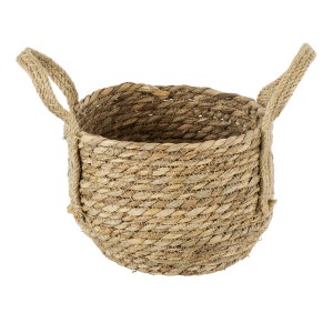 Τεχνητός Κήπος PAROS  Διακοσμητικό Πλεκτό Καλάθι - Κασπώ Γλάστρα -  Μπεζ Φ19cm x Υ15cm
