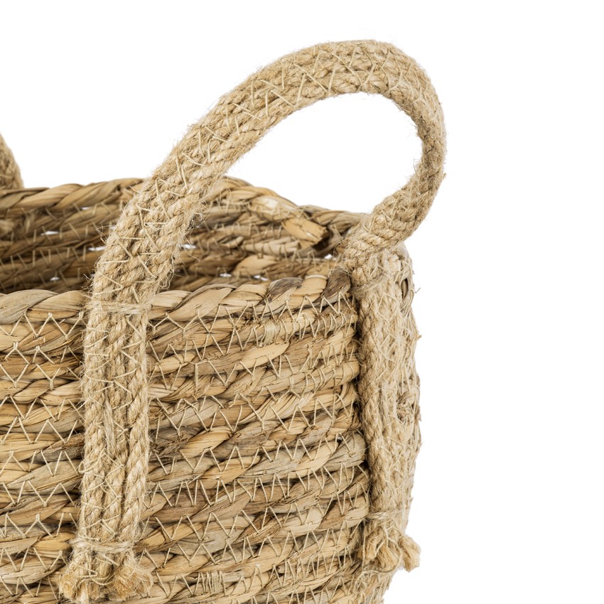 Τεχνητός Κήπος PAROS  Διακοσμητικό Πλεκτό Καλάθι - Κασπώ Γλάστρα -  Μπεζ Φ19cm x Υ15cm