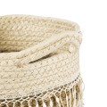 Τεχνητός Κήπος MYKONOS  Διακοσμητικό Πλεκτό Καλάθι - Κασπώ Γλάστρα -  Μπεζ με Μακραμέ Φ22cm x Υ15cm