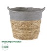 Τεχνητός Κήπος SYROS  Διακοσμητικό Πλεκτό Καλάθι - Κασπώ Γλάστρα -  Μπεζ με Γκρι Φ20cm x Υ20cm