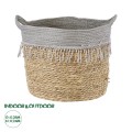 Τεχνητός Κήπος SYROS  Διακοσμητικό Πλεκτό Καλάθι - Κασπώ Γλάστρα -  Μπεζ με Γκρι Φ28cm x Υ24cm