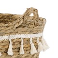 Τεχνητός Κήπος SANTORINI  Διακοσμητικό Πλεκτό Καλάθι - Κασπώ Γλάστρα -  Μπεζ με Μακραμέ Φ20cm x Υ20cm