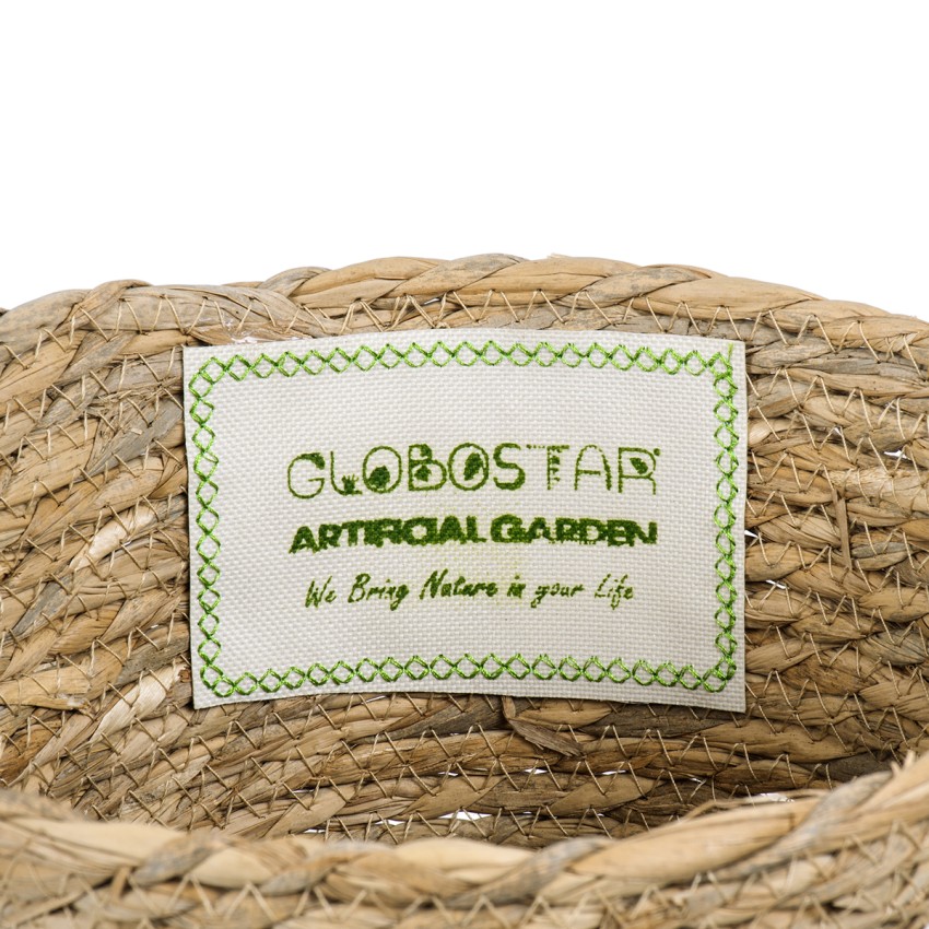 Τεχνητός Κήπος SANTORINI  Διακοσμητικό Πλεκτό Καλάθι - Κασπώ Γλάστρα -  Μπεζ με Μακραμέ Φ20cm x Υ20cm