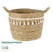 Τεχνητός Κήπος SANTORINI  Διακοσμητικό Πλεκτό Καλάθι - Κασπώ Γλάστρα -  Μπεζ με Μακραμέ Φ25cm x Υ23cm