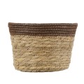Τεχνητός Κήπος LEFKADA  Διακοσμητικό Πλεκτό Καλάθι - Κασπώ Γλάστρα -  Μπεζ με Καφέ Φ22cm x Υ15cm