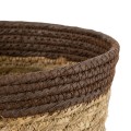 Τεχνητός Κήπος LEFKADA  Διακοσμητικό Πλεκτό Καλάθι - Κασπώ Γλάστρα -  Μπεζ με Καφέ Φ22cm x Υ15cm