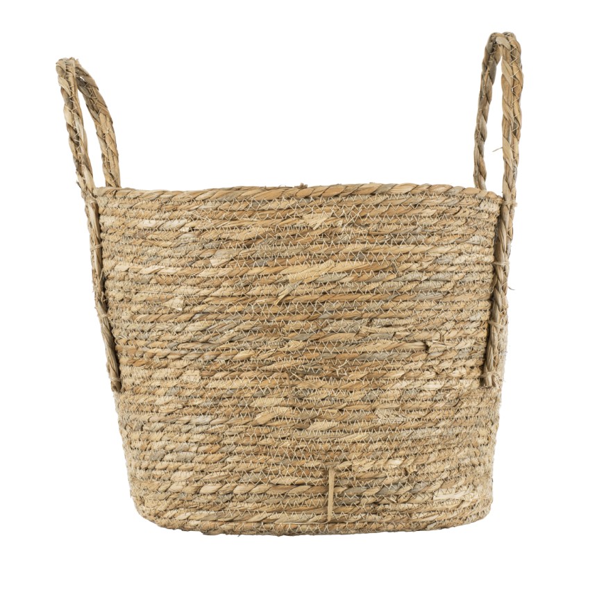 Τεχνητός Κήπος TINOS  Διακοσμητικό Πλεκτό Καλάθι - Κασπώ Γλάστρα -  Μπεζ Φ35cm x Υ30cm