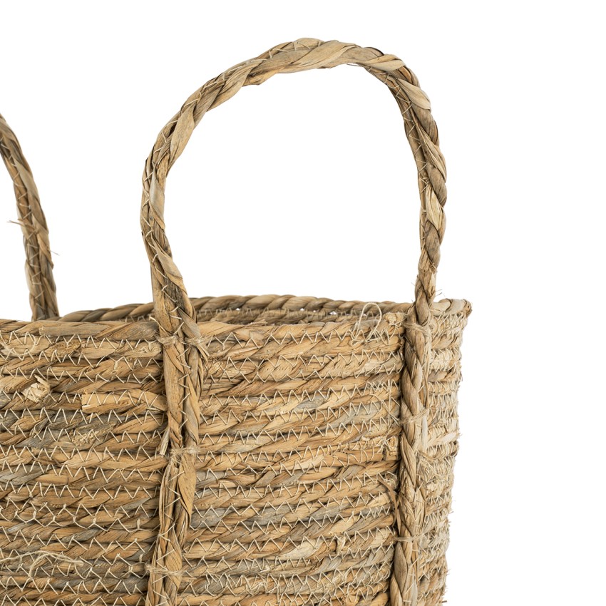 Τεχνητός Κήπος TINOS  Διακοσμητικό Πλεκτό Καλάθι - Κασπώ Γλάστρα -  Μπεζ Φ35cm x Υ30cm