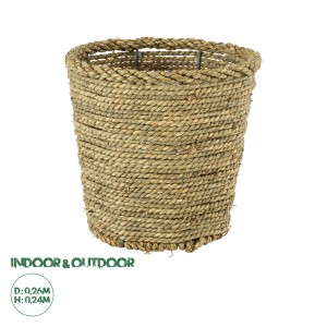 Τεχνητός Κήπος THASSOS  Διακοσμητικό Πλεκτό Καλάθι - Κασπώ Γλάστρα -  Μπεζ με Καφέ Φ26cm x Υ24cm