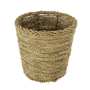 Τεχνητός Κήπος THASSOS  Διακοσμητικό Πλεκτό Καλάθι - Κασπώ Γλάστρα -  Μπεζ με Καφέ Φ26cm x Υ24cm