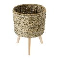 Τεχνητός Κήπος SKOPELOS  Διακοσμητικό Πλεκτό Καλάθι - Κασπώ Γλάστρα -  Μπεζ με Καφέ Φ26cm x Υ36cm