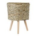 Τεχνητός Κήπος SKOPELOS  Διακοσμητικό Πλεκτό Καλάθι - Κασπώ Γλάστρα -  Μπεζ με Καφέ Φ26cm x Υ36cm
