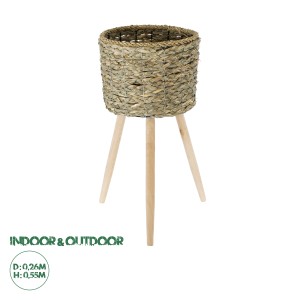 Τεχνητός Κήπος SKOPELOS  Διακοσμητικό Πλεκτό Καλάθι - Κασπώ Γλάστρα -  Μπεζ με Καφέ Φ26cm x Υ55cm