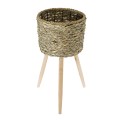 Τεχνητός Κήπος SKOPELOS  Διακοσμητικό Πλεκτό Καλάθι - Κασπώ Γλάστρα -  Μπεζ με Καφέ Φ26cm x Υ55cm