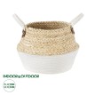 Τεχνητός Κήπος KIMOLOS  Διακοσμητικό Πλεκτό Καλάθι - Κασπώ Γλάστρα -  Μπεζ με Λευκό Φ29cm x Υ30cm