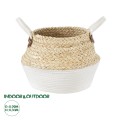 Τεχνητός Κήπος KIMOLOS  Διακοσμητικό Πλεκτό Καλάθι - Κασπώ Γλάστρα -  Μπεζ με Λευκό Φ29cm x Υ30cm