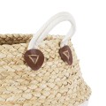 Τεχνητός Κήπος KIMOLOS  Διακοσμητικό Πλεκτό Καλάθι - Κασπώ Γλάστρα -  Μπεζ με Λευκό Φ29cm x Υ30cm