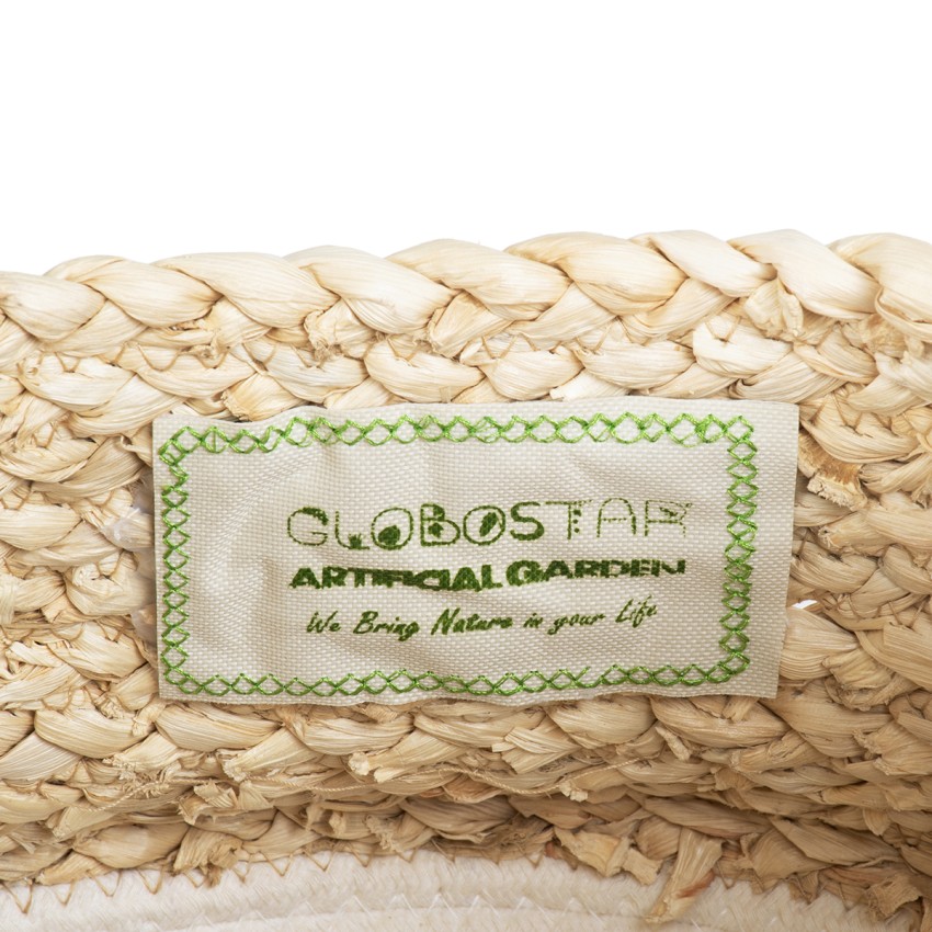 Τεχνητός Κήπος KIMOLOS  Διακοσμητικό Πλεκτό Καλάθι - Κασπώ Γλάστρα -  Μπεζ με Λευκό Φ29cm x Υ30cm