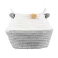 Τεχνητός Κήπος KYTHNOS  Διακοσμητικό Πλεκτό Καλάθι - Κασπώ Γλάστρα -  Γκρι με Λευκό Φ20cm x Υ18cm