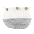 Τεχνητός Κήπος KYTHNOS  Διακοσμητικό Πλεκτό Καλάθι - Κασπώ Γλάστρα -  Γκρι με Λευκό Φ25cm x Υ24cm