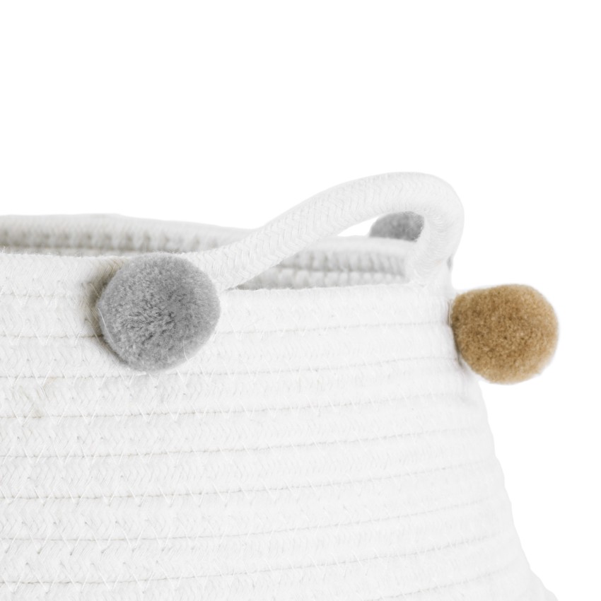 Τεχνητός Κήπος KYTHNOS  Διακοσμητικό Πλεκτό Καλάθι - Κασπώ Γλάστρα -  Γκρι με Λευκό Φ29cm x Υ28cm