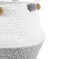 Τεχνητός Κήπος KYTHNOS  Διακοσμητικό Πλεκτό Καλάθι - Κασπώ Γλάστρα -  Γκρι με Λευκό Φ29cm x Υ28cm