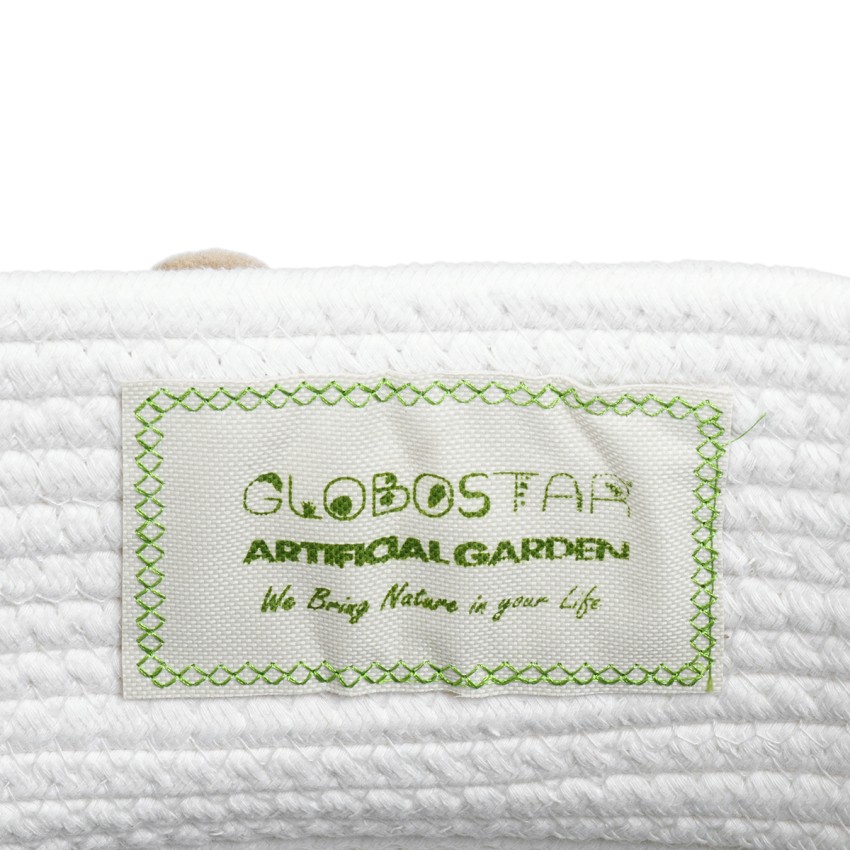 Τεχνητός Κήπος KYTHNOS  Διακοσμητικό Πλεκτό Καλάθι - Κασπώ Γλάστρα -  Γκρι με Λευκό Φ29cm x Υ28cm