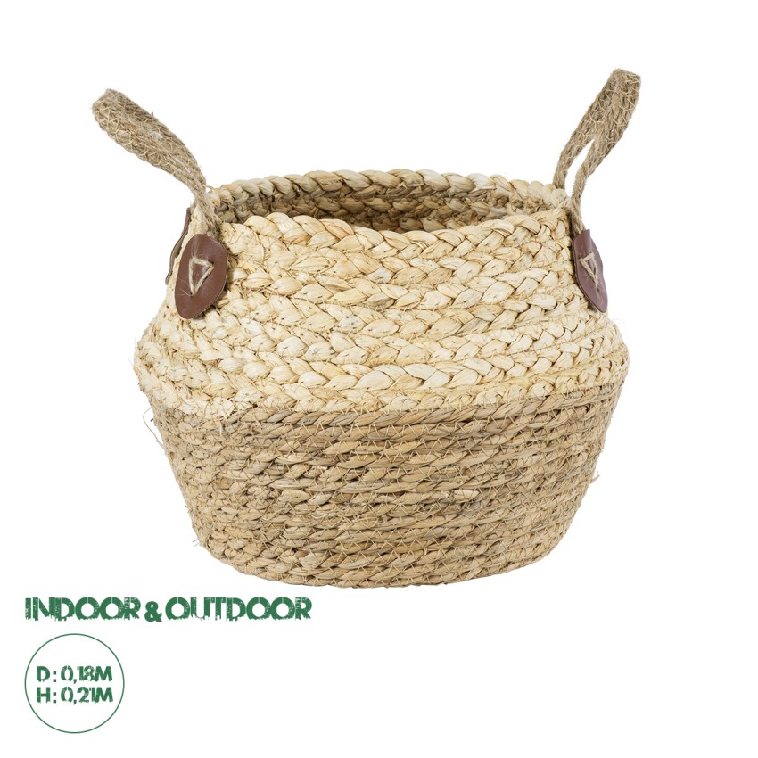 Τεχνητός Κήπος ANDROS  Διακοσμητικό Πλεκτό Καλάθι - Κασπώ Γλάστρα -  Καφέ με Μπεζ Φ18cm x Υ21cm