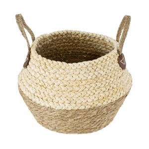 Τεχνητός Κήπος ANDROS  Διακοσμητικό Πλεκτό Καλάθι - Κασπώ Γλάστρα -  Καφέ με Μπεζ Φ22cm x Υ26cm