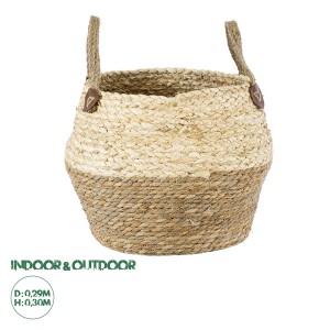 Τεχνητός Κήπος ANDROS  Διακοσμητικό Πλεκτό Καλάθι - Κασπώ Γλάστρα -  Καφέ με Μπεζ Φ29cm x Υ30cm