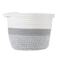 Τεχνητός Κήπος POSITANO  Διακοσμητικό Πλεκτό Καλάθι - Κασπώ Γλάστρα -  Γκρι με Λευκό Φ20cm x Υ20cm